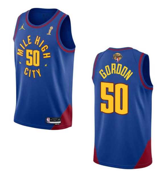 Mens Denver Nuggets #50 Aaron Gordon Blue 2023 Finals Champions Statement Edition Stitched Basketball Jersey